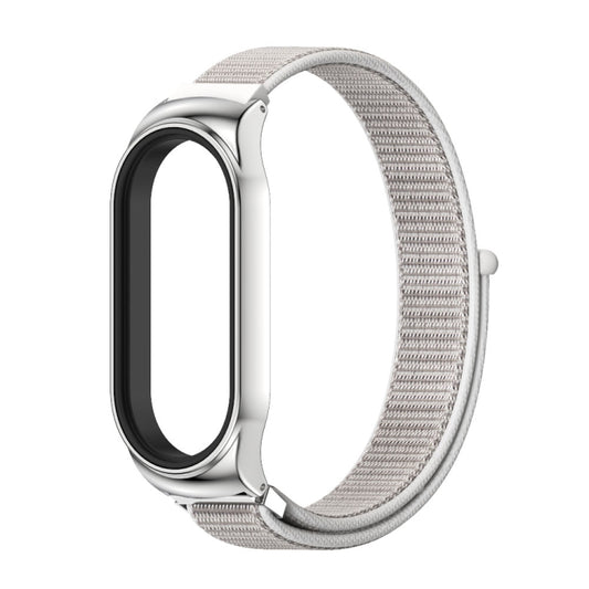 For Xiaomi Mi Band 7 / 7 NFC MIJOBS CS Stainless Steel Case Nylon Watch Band(Sea Shell Silver) - Watch Bands by MIJOBS | Online Shopping UK | buy2fix