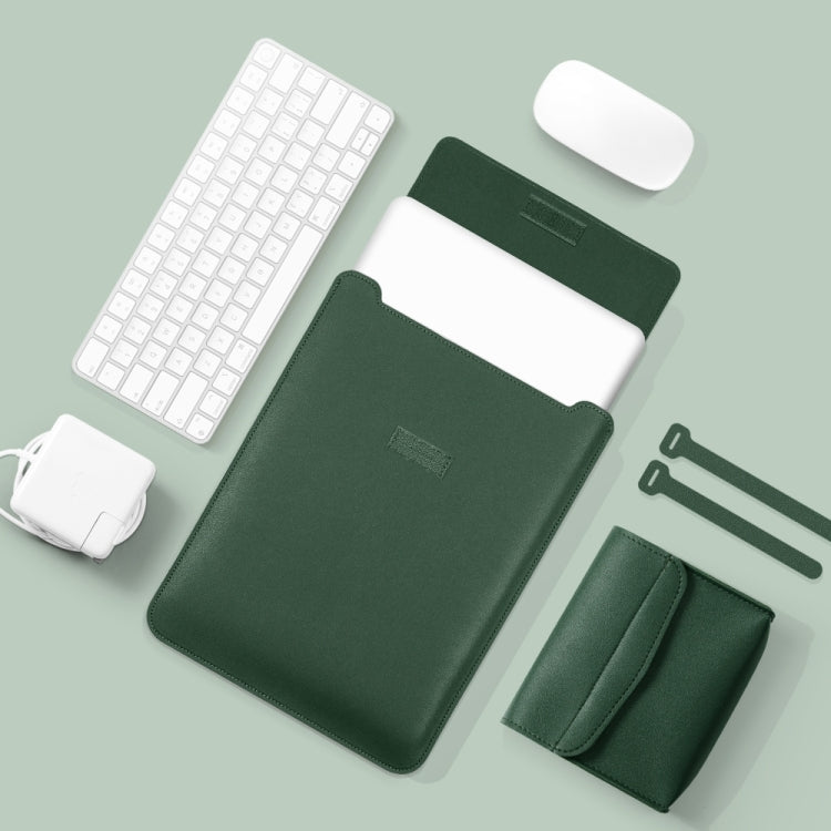 4 in 1 Lightweight and Portable Leather Computer Bag, Size:11/12 inches(Dark Green) - 12.1 inch by buy2fix | Online Shopping UK | buy2fix