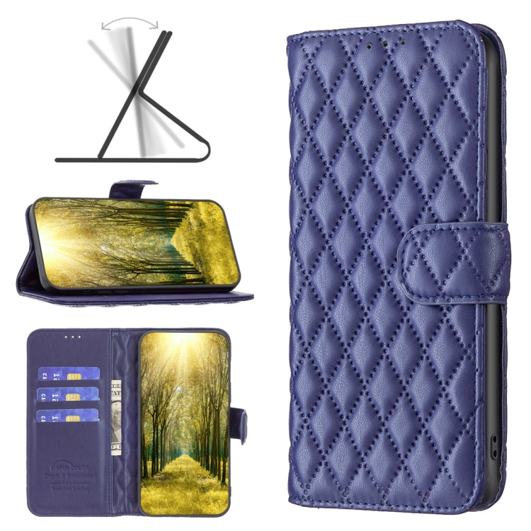 For OPPO Find X5 Lite / Reno7 5G Diamond Lattice Wallet Leather Flip Phone Case(Blue) by buy2fix