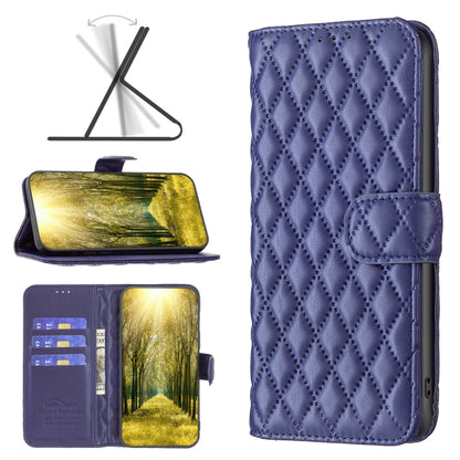 For OPPO Find X5 Lite / Reno7 5G Diamond Lattice Wallet Leather Flip Phone Case(Blue) by buy2fix