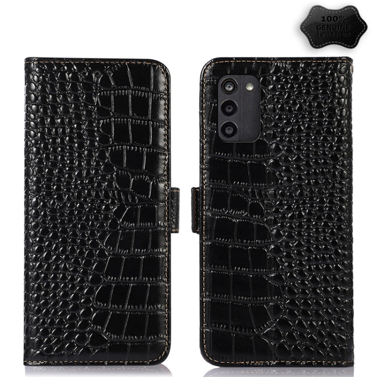 For Nokia G100 Crocodile Top Layer Cowhide Leather Phone Case(Black) - Nokia Cases by buy2fix | Online Shopping UK | buy2fix