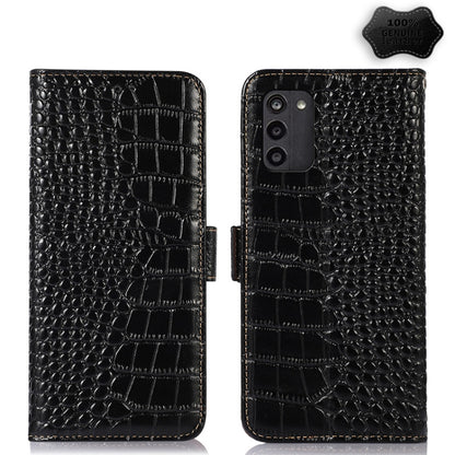 For Nokia G100 Crocodile Top Layer Cowhide Leather Phone Case(Black) - Nokia Cases by buy2fix | Online Shopping UK | buy2fix