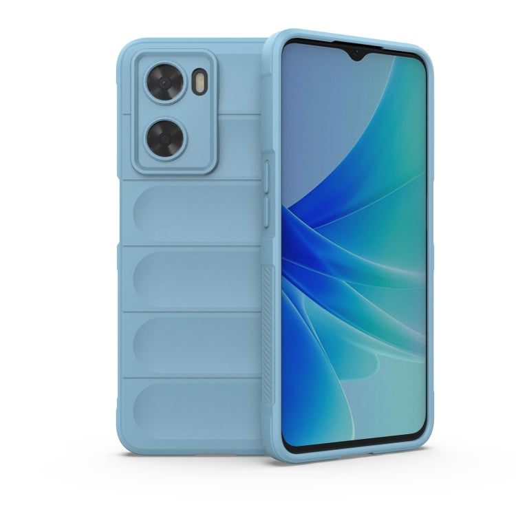 For OPPO A57 4G Global Magic Shield TPU + Flannel Phone Case(Light Blue) by buy2fix