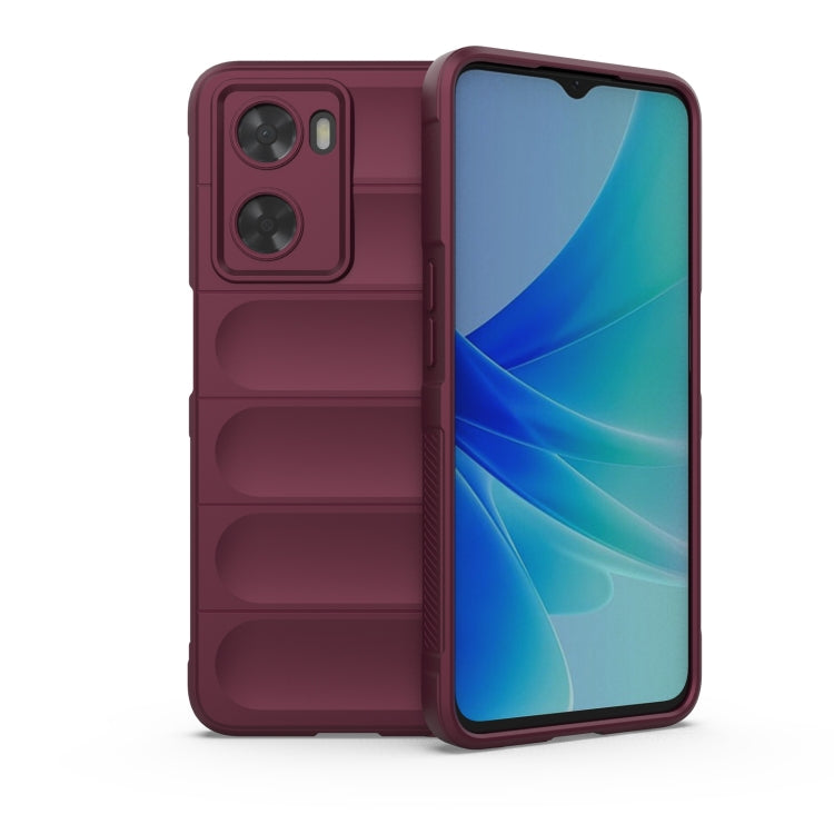 For OPPO A57 4G Global Magic Shield TPU + Flannel Phone Case(Wine Red) by buy2fix