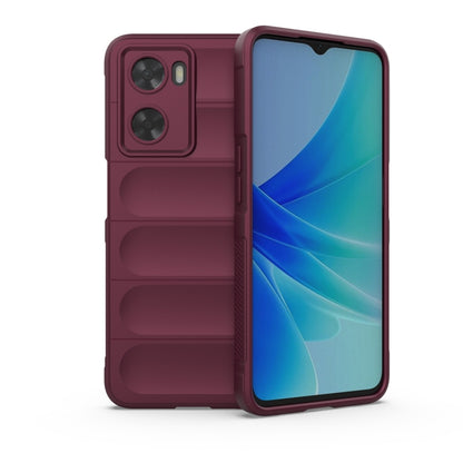 For OPPO A57 4G Global Magic Shield TPU + Flannel Phone Case(Wine Red) by buy2fix