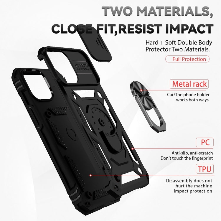 For iPhone 14 Sliding Camshield Holder Phone Case (Black) by buy2fix