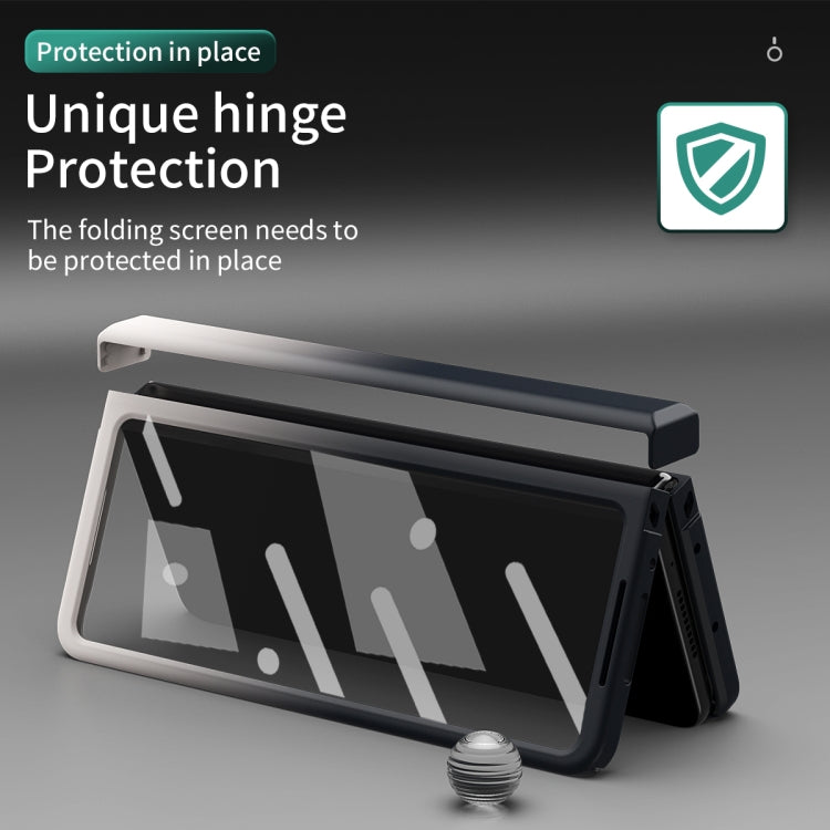 For Samsung Galaxy Z Fold4 Colorful Gradient Tempered Film Integrated Phone Case(Black White) - Galaxy Phone Cases by buy2fix | Online Shopping UK | buy2fix