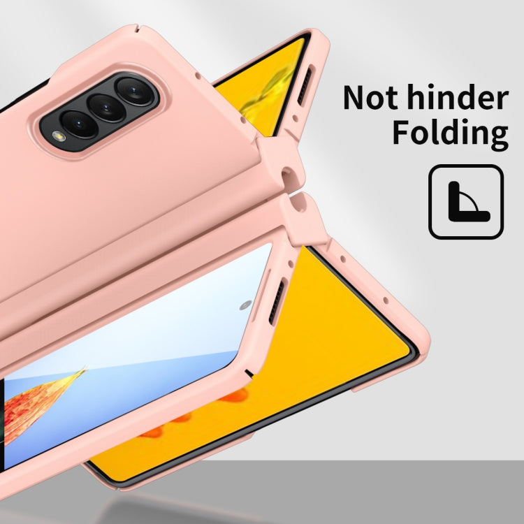 For Samsung Galaxy Z Fold4 Macaron Hinge Phone Case with Stylus Pen Fold Edition & Protective Film(Pink) - Galaxy Phone Cases by buy2fix | Online Shopping UK | buy2fix