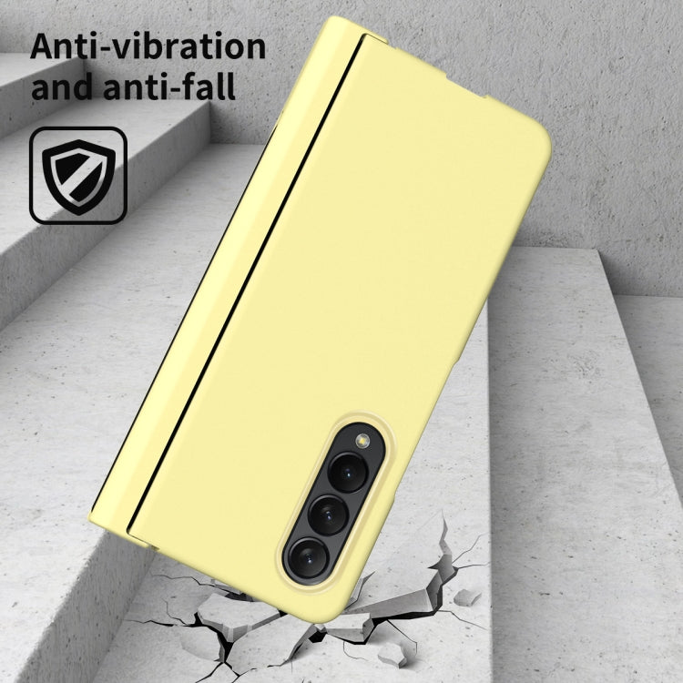 For Samsung Galaxy Z Fold4 Macaron Hinge Phone Case with Stylus Pen Fold Edition & Protective Film(Yellow) - Galaxy Phone Cases by buy2fix | Online Shopping UK | buy2fix