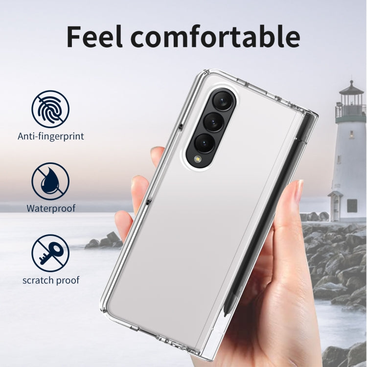 For Samsung Galaxy Z Fold4 Macaron Hinge Phone Case with Stylus Pen Fold Edition & Protective Film(Transparent) - Galaxy Phone Cases by buy2fix | Online Shopping UK | buy2fix
