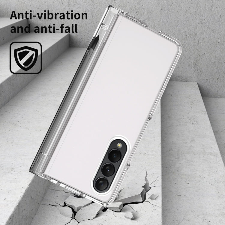 For Samsung Galaxy Z Fold4 Macaron Hinge Phone Case with Stylus Pen Fold Edition & Protective Film(Transparent) - Galaxy Phone Cases by buy2fix | Online Shopping UK | buy2fix