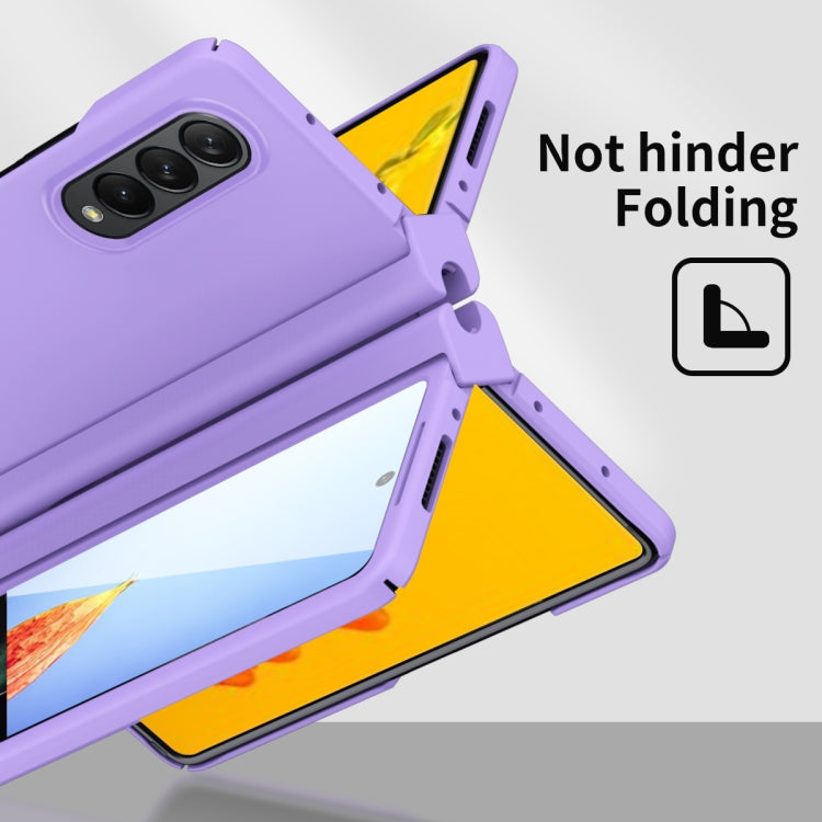 For Samsung Galaxy Z Fold4 Macaron Hinge Phone Case with Stylus Pen Fold Edition & Protective Film(Purple) - Galaxy Phone Cases by buy2fix | Online Shopping UK | buy2fix