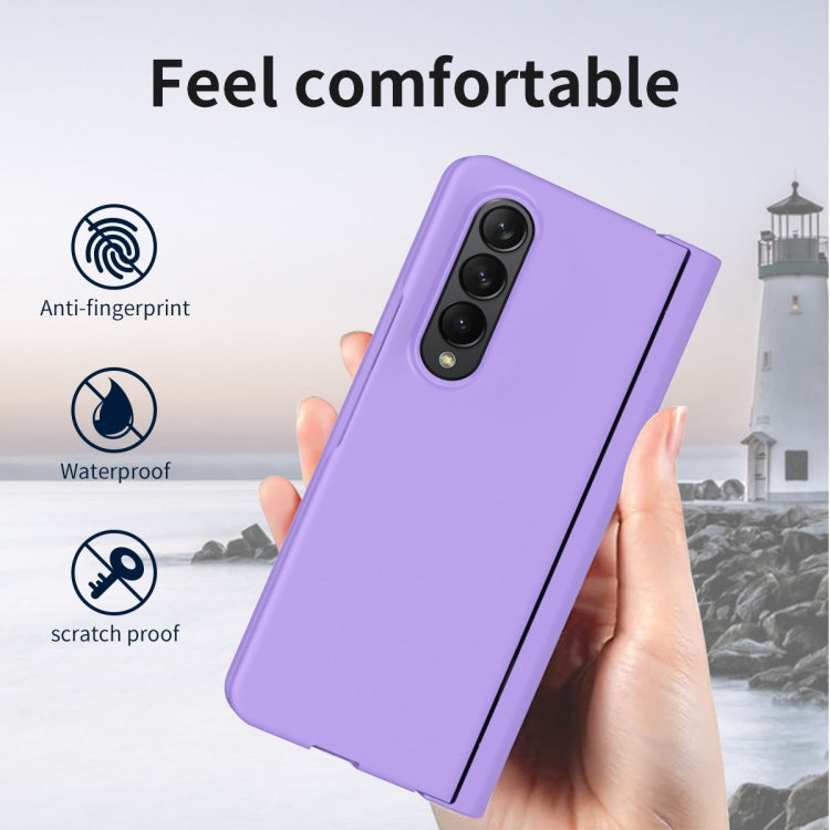 For Samsung Galaxy Z Fold4 Macaron Hinge Phone Case with Stylus Pen Fold Edition & Protective Film(Purple) - Galaxy Phone Cases by buy2fix | Online Shopping UK | buy2fix