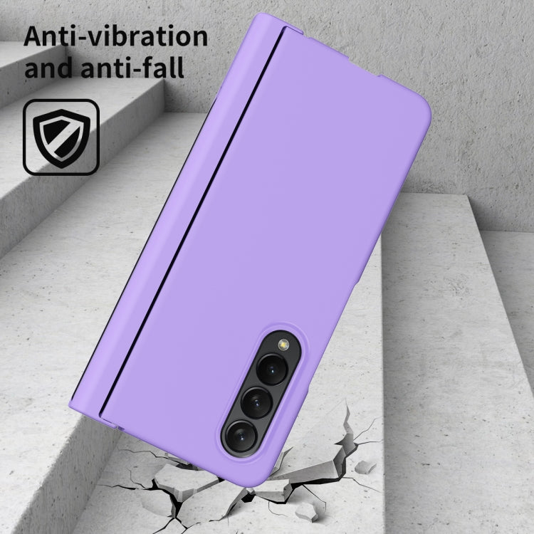 For Samsung Galaxy Z Fold4 Macaron Hinge Phone Case with Stylus Pen Fold Edition & Protective Film(Purple) - Galaxy Phone Cases by buy2fix | Online Shopping UK | buy2fix