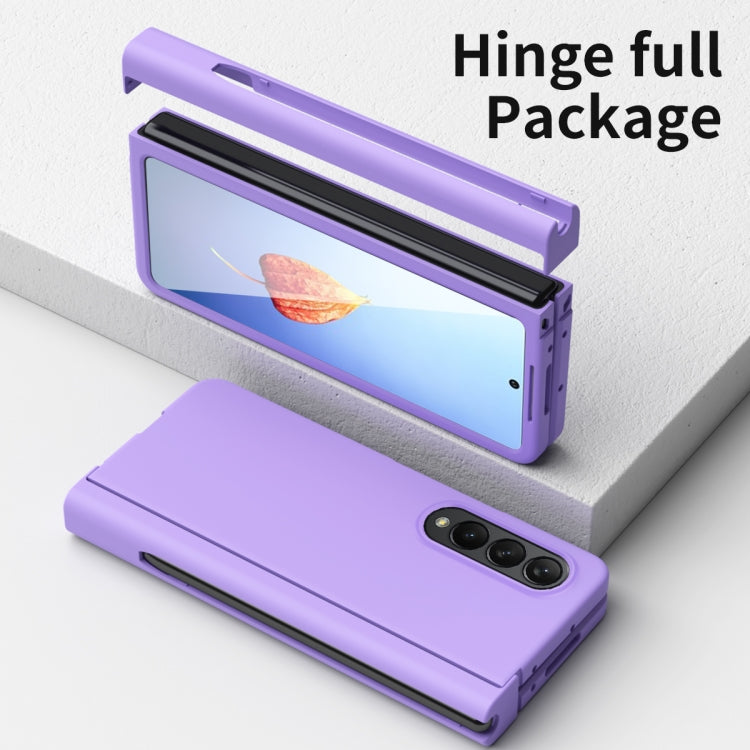 For Samsung Galaxy Z Fold4 Macaron Hinge Phone Case with Stylus Pen Fold Edition & Protective Film(Purple) - Galaxy Phone Cases by buy2fix | Online Shopping UK | buy2fix