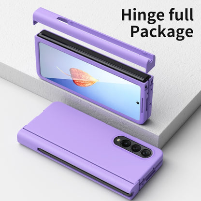 For Samsung Galaxy Z Fold4 Macaron Hinge Phone Case with Stylus Pen Fold Edition & Protective Film(Purple) - Galaxy Phone Cases by buy2fix | Online Shopping UK | buy2fix