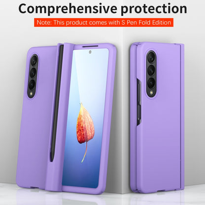 For Samsung Galaxy Z Fold4 Macaron Hinge Phone Case with Stylus Pen Fold Edition & Protective Film(Purple) - Galaxy Phone Cases by buy2fix | Online Shopping UK | buy2fix