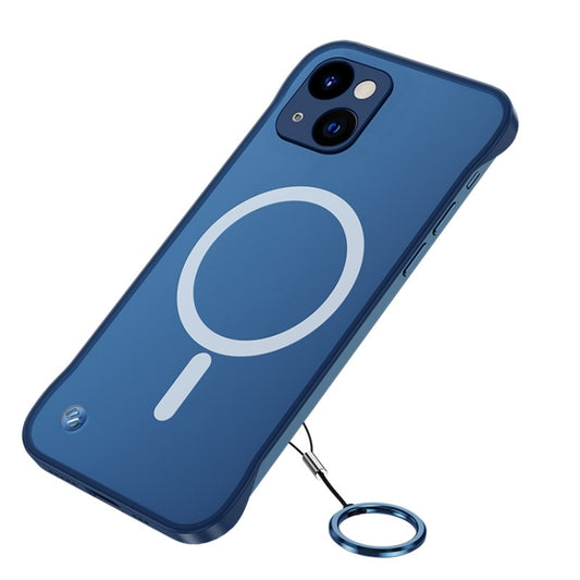 For iPhone 14 Frosted Soft Four-corner Shockproof MagSafe Phone Case (Blue) by buy2fix