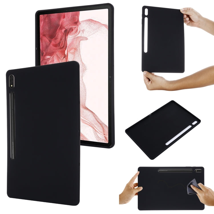 For Samsung Galaxy Tab S8+/Tab S7+/Tab S7 FE Pure Color Liquid Silicone Shockproof Full Coverage Tablet Case(Black) - Galaxy Tab S8+ Cases by buy2fix | Online Shopping UK | buy2fix