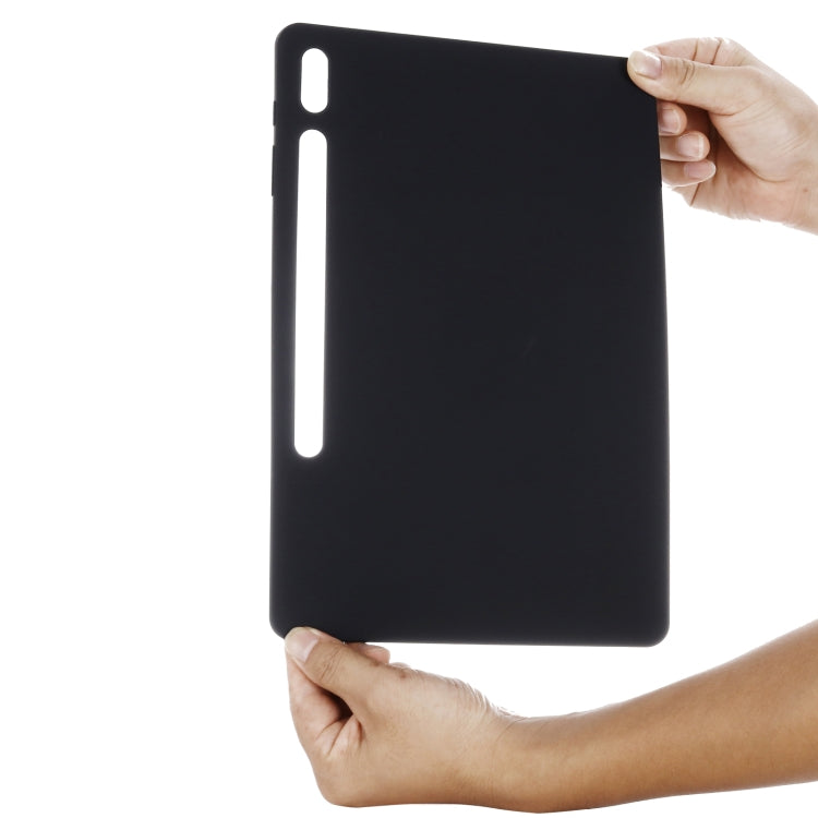 For Samsung Galaxy Tab S8+/Tab S7+/Tab S7 FE Pure Color Liquid Silicone Shockproof Full Coverage Tablet Case(Black) - Galaxy Tab S8+ Cases by buy2fix | Online Shopping UK | buy2fix