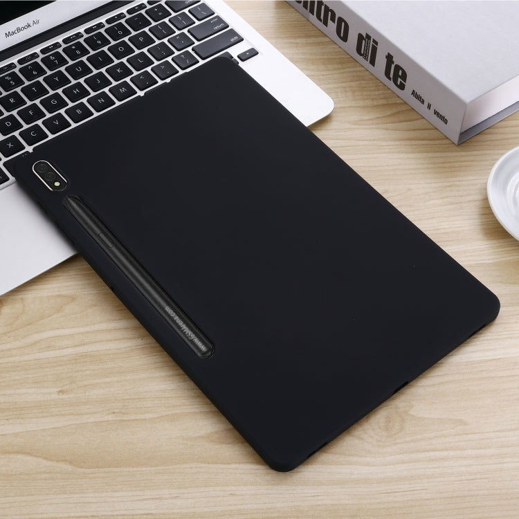 For Samsung Galaxy Tab S8+/Tab S7+/Tab S7 FE Pure Color Liquid Silicone Shockproof Full Coverage Tablet Case(Black) - Galaxy Tab S8+ Cases by buy2fix | Online Shopping UK | buy2fix