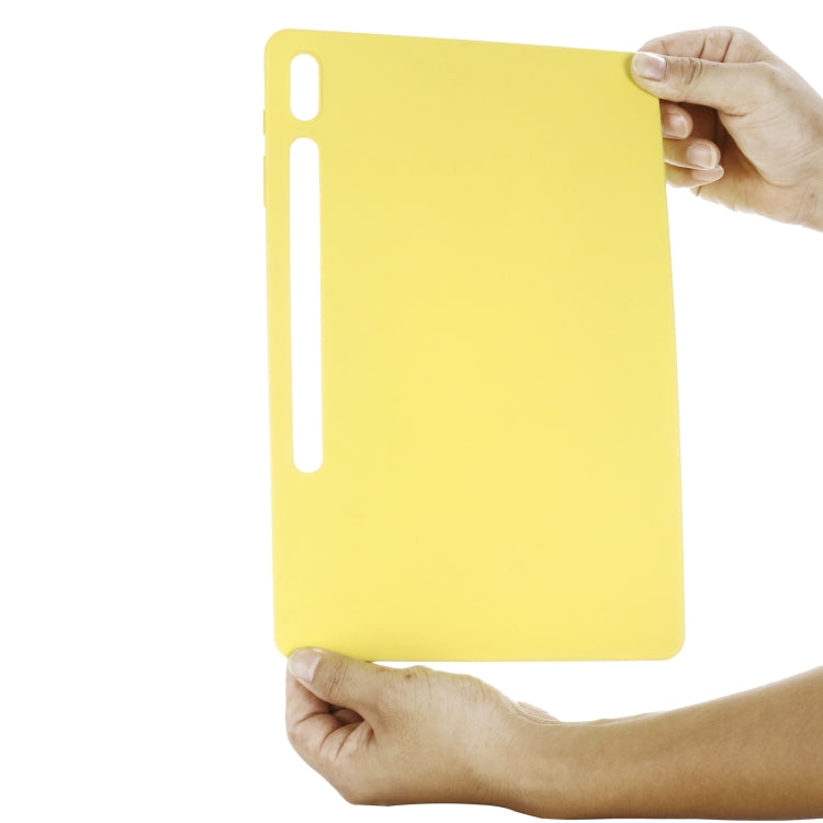 For Samsung Galaxy Tab S8+/Tab S7+/Tab S7 FE Pure Color Liquid Silicone Shockproof Full Coverage Tablet Case(Yellow) by buy2fix