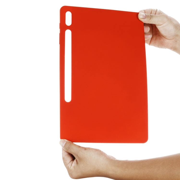 For Samsung Galaxy Tab S8+/Tab S7+/Tab S7 FE Pure Color Liquid Silicone Shockproof Full Coverage Tablet Case(Red) by buy2fix