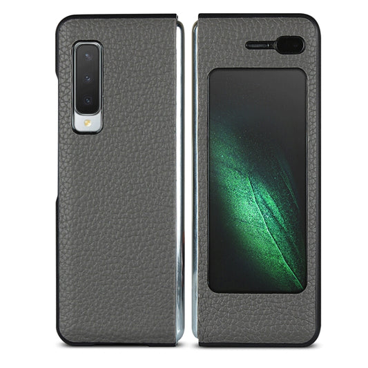 For Galaxy Fold / W2020 Shockproof Full Coverage Litchi Texture Leather Case(Grey) - Galaxy Phone Cases by buy2fix | Online Shopping UK | buy2fix