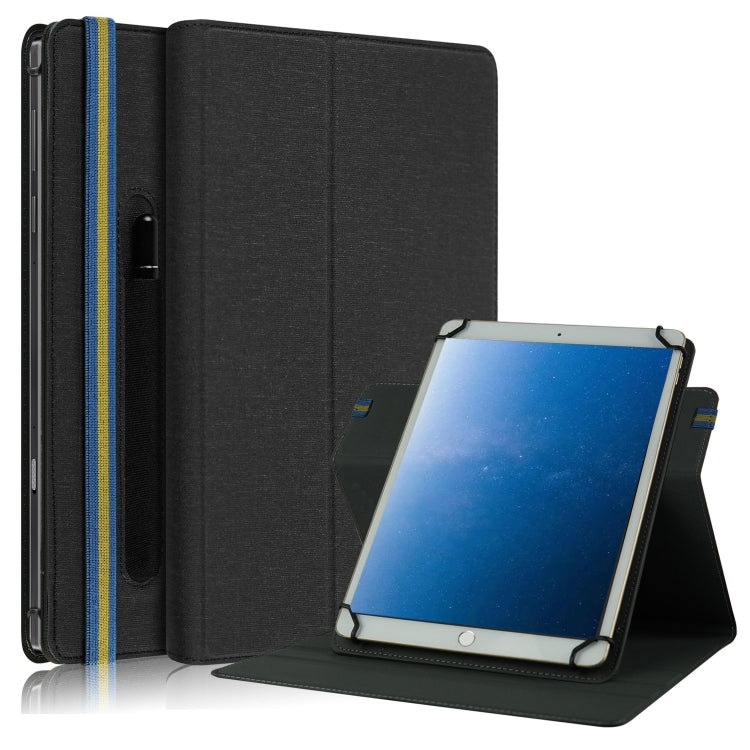 For 10 inch Cloth Texture 360 Rotation Horizontal Flip Universal Tablet PC Leather Case with Pen Slot(Black) - 10 - 11 inch by buy2fix | Online Shopping UK | buy2fix