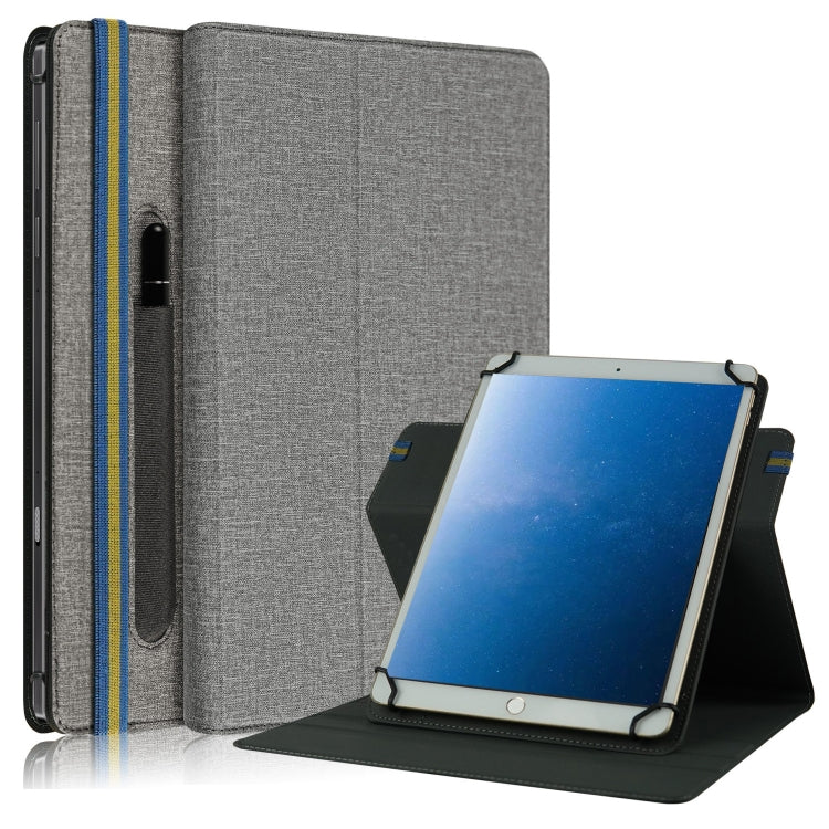 For 10 inch Cloth Texture 360 Rotation Horizontal Flip Universal Tablet PC Leather Case with Pen Slot(Grey) - 10 - 11 inch by buy2fix | Online Shopping UK | buy2fix