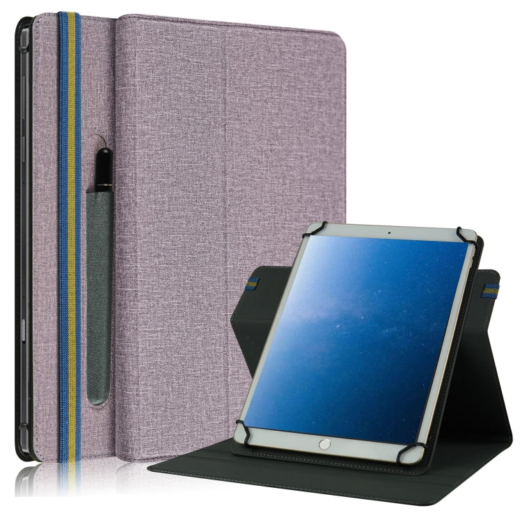 For 10 inch Cloth Texture 360 Rotation Horizontal Flip Universal Tablet PC Leather Case with Pen Slot(Purple) - 10 - 11 inch by buy2fix | Online Shopping UK | buy2fix
