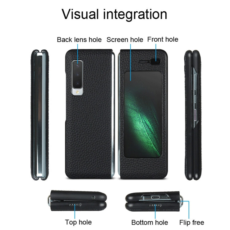 For Galaxy Fold / W2020 Shockproof Full Coverage Litchi Texture Leather Case with Card Slot(Grey) - Galaxy Phone Cases by buy2fix | Online Shopping UK | buy2fix