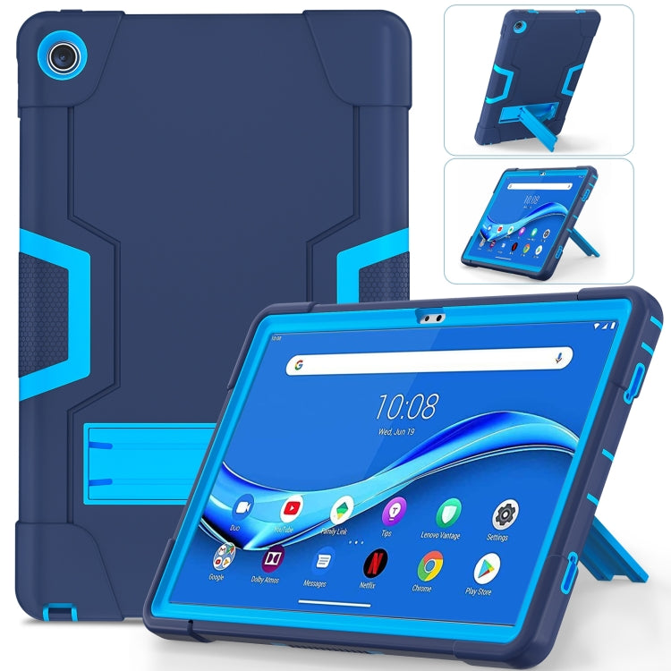 For Lenovo Tab M10 Plus 10.6 3rd Gen 2022 Contrast Color Robot Shockproof Silicone + PC Tablet Case(Navy Blue) - Lenovo by buy2fix | Online Shopping UK | buy2fix