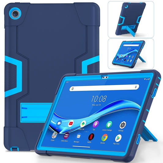 For Lenovo Tab M10 Plus 10.6 3rd Gen 2022 Contrast Color Robot Shockproof Silicone + PC Tablet Case(Navy Blue) - Lenovo by buy2fix | Online Shopping UK | buy2fix