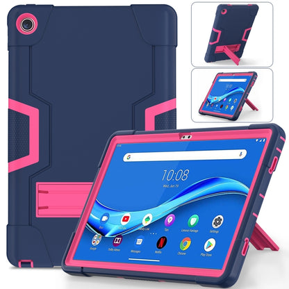 For Lenovo Tab M10 Plus 10.6 3rd Gen 2022 Contrast Color Robot Shockproof Silicone + PC Tablet Case(Navy Rose Red) - Lenovo by buy2fix | Online Shopping UK | buy2fix