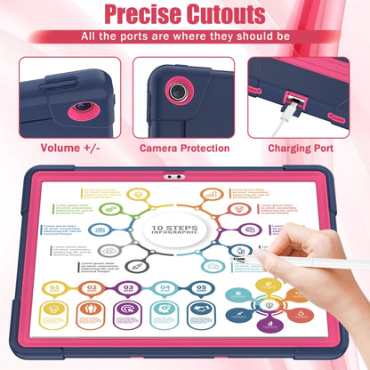 For Lenovo Tab M10 Plus 10.6 3rd Gen 2022 Contrast Color Robot Shockproof Silicone + PC Tablet Case(Navy Rose Red) - Lenovo by buy2fix | Online Shopping UK | buy2fix