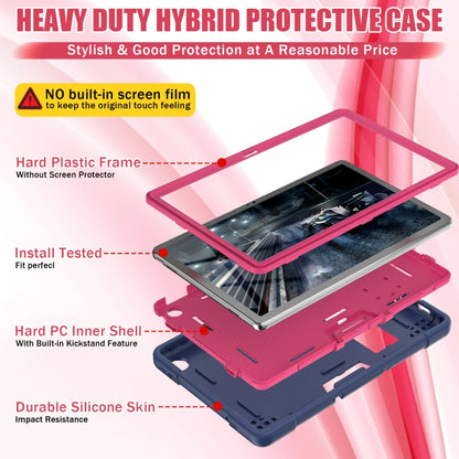 For Lenovo Tab M10 Plus 10.6 3rd Gen 2022 Contrast Color Robot Shockproof Silicone + PC Tablet Case(Navy Rose Red) - Lenovo by buy2fix | Online Shopping UK | buy2fix