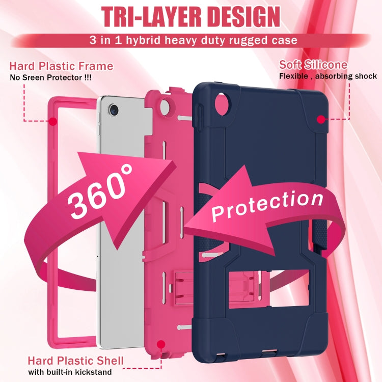 For Lenovo Tab M10 Plus 10.6 3rd Gen 2022 Contrast Color Robot Shockproof Silicone + PC Tablet Case(Navy Rose Red) - Lenovo by buy2fix | Online Shopping UK | buy2fix