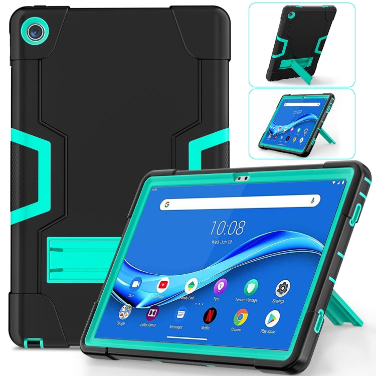For Lenovo Tab M10 Plus 10.6 3rd Gen 2022 Contrast Color Robot Shockproof Silicone + PC Tablet Case(Black Green) - Lenovo by buy2fix | Online Shopping UK | buy2fix