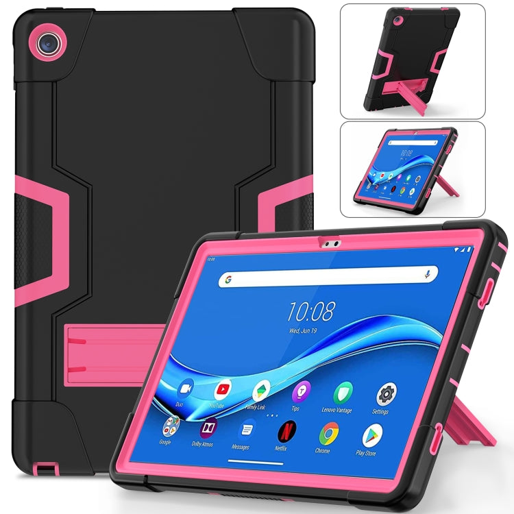 For Lenovo Tab M10 Plus 10.6 3rd Gen 2022 Contrast Color Robot Shockproof Silicone + PC Tablet Case(Black Rose Red) - Lenovo by buy2fix | Online Shopping UK | buy2fix