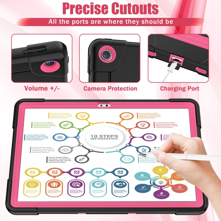 For Lenovo Tab M10 Plus 10.6 3rd Gen 2022 Contrast Color Robot Shockproof Silicone + PC Tablet Case(Black Rose Red) - Lenovo by buy2fix | Online Shopping UK | buy2fix