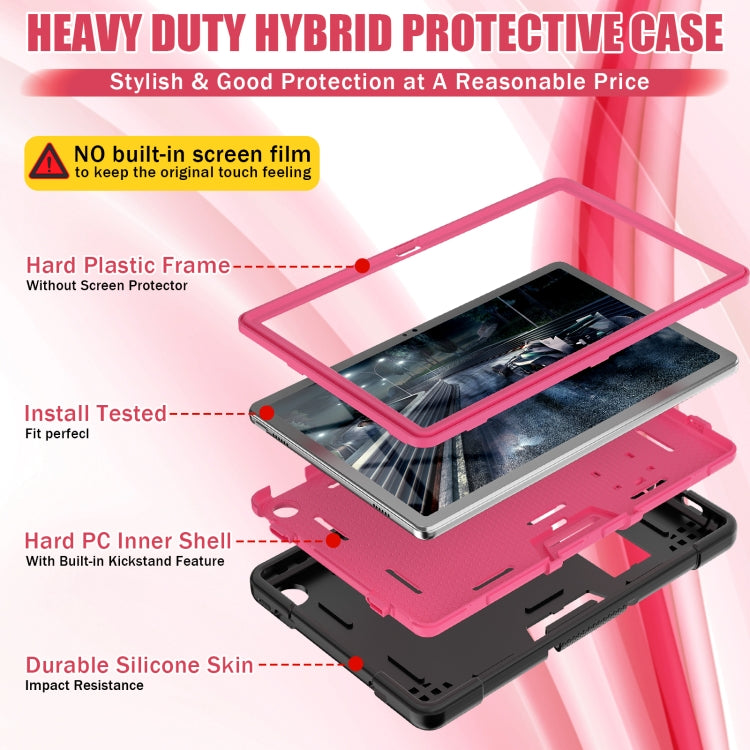 For Lenovo Tab M10 Plus 10.6 3rd Gen 2022 Contrast Color Robot Shockproof Silicone + PC Tablet Case(Black Rose Red) - Lenovo by buy2fix | Online Shopping UK | buy2fix