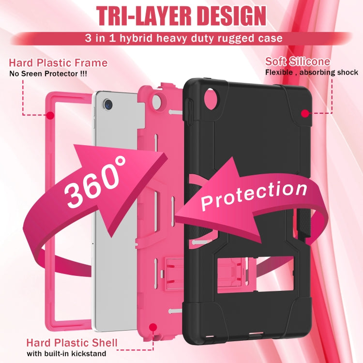 For Lenovo Tab M10 Plus 10.6 3rd Gen 2022 Contrast Color Robot Shockproof Silicone + PC Tablet Case(Black Rose Red) - Lenovo by buy2fix | Online Shopping UK | buy2fix