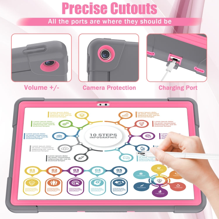 For Lenovo Tab M10 Plus 10.6 3rd Gen 2022 Contrast Color Robot Shockproof Silicone + PC Tablet Case(Grey Pink) - Lenovo by buy2fix | Online Shopping UK | buy2fix