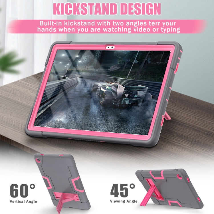 For Lenovo Tab M10 Plus 10.6 3rd Gen 2022 Contrast Color Robot Shockproof Silicone + PC Tablet Case(Grey Pink) - Lenovo by buy2fix | Online Shopping UK | buy2fix