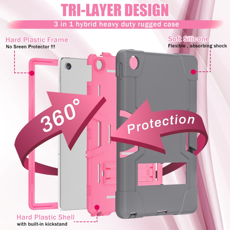 For Lenovo Tab M10 Plus 10.6 3rd Gen 2022 Contrast Color Robot Shockproof Silicone + PC Tablet Case(Grey Pink) - Lenovo by buy2fix | Online Shopping UK | buy2fix