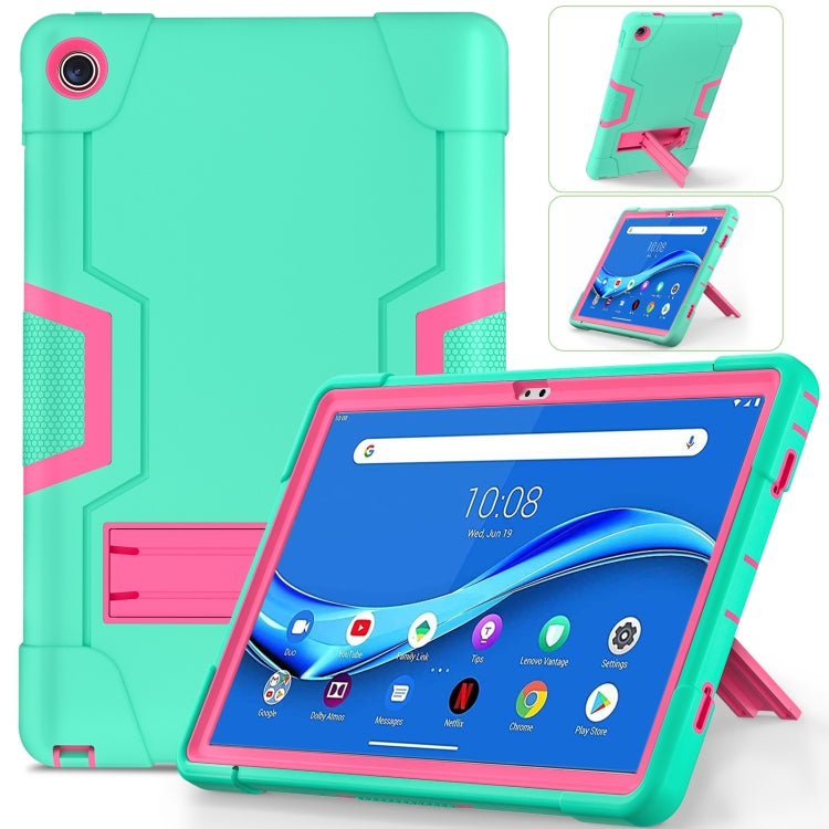 For Lenovo Tab M10 Plus 10.6 3rd Gen 2022 Contrast Color Robot Shockproof Silicone + PC Tablet Case(Green Rose Red) - Lenovo by buy2fix | Online Shopping UK | buy2fix