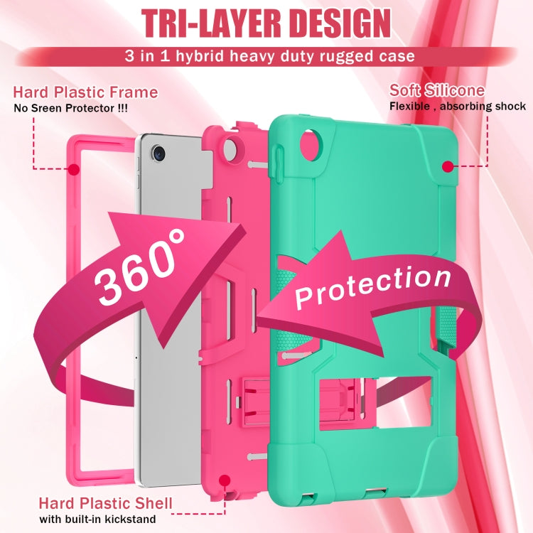 For Lenovo Tab M10 Plus 10.6 3rd Gen 2022 Contrast Color Robot Shockproof Silicone + PC Tablet Case(Green Rose Red) - Lenovo by buy2fix | Online Shopping UK | buy2fix