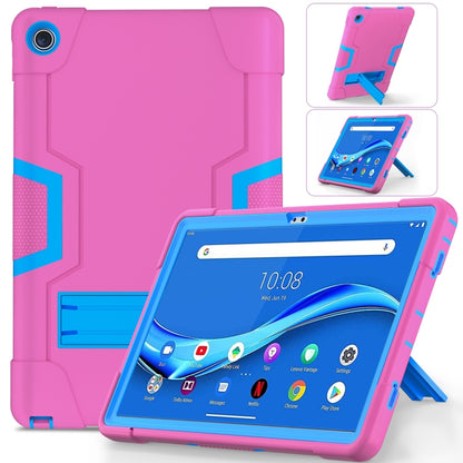 For Lenovo Tab M10 Plus 10.6 3rd Gen 2022 Contrast Color Robot Shockproof Silicone + PC Tablet Case(Rose Red Blue) - Lenovo by buy2fix | Online Shopping UK | buy2fix