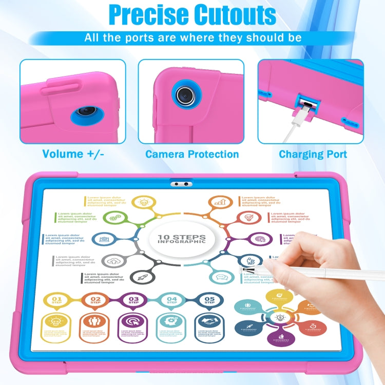 For Lenovo Tab M10 Plus 10.6 3rd Gen 2022 Contrast Color Robot Shockproof Silicone + PC Tablet Case(Rose Red Blue) - Lenovo by buy2fix | Online Shopping UK | buy2fix